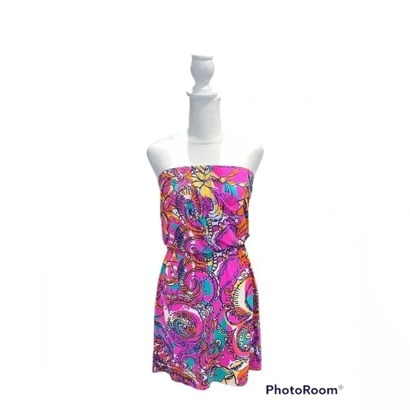 Lily Pulitzer Atwood Strapless Dress in‎ Sea And Be Seen Size XS - Picture 2 of 7